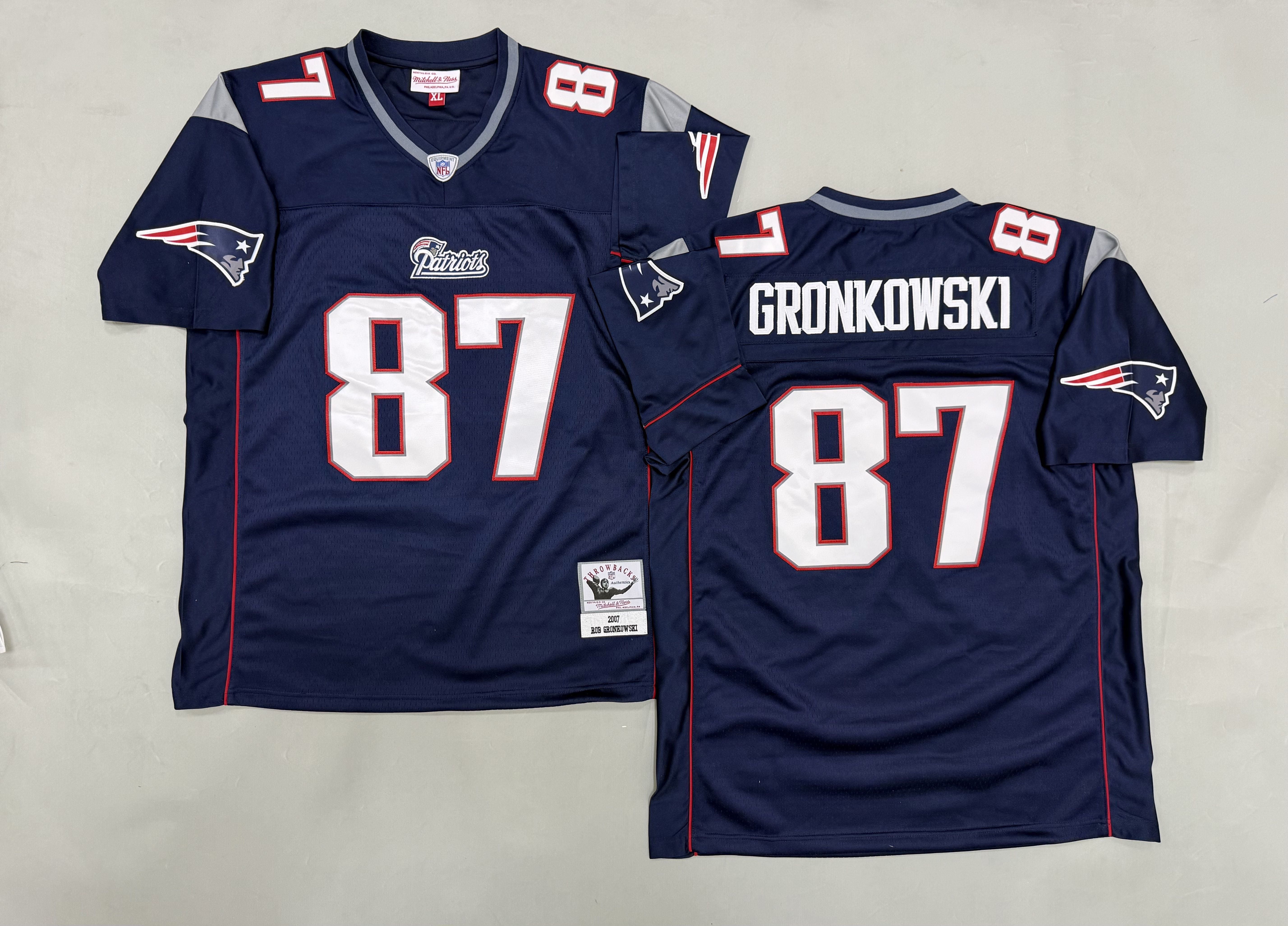 Men 2026 New England Patriots #87 Gronkowski Blue Throwback Limited NFL Jersey style 01